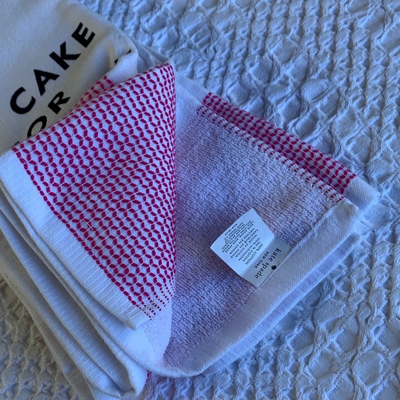 Kate Spade White Pink Kitchen  Towels Eat Cake For Breakfast - Picture 11 of 16